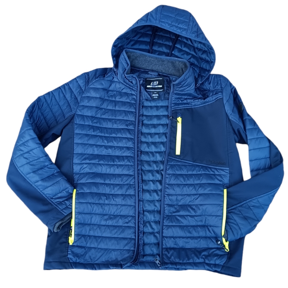 💙SKECHERS WOMEN'S SIZE LARGE BLUE QUILTED WINTER SKI JACKET!